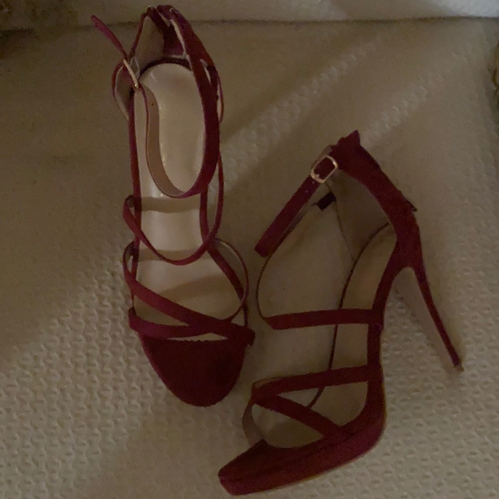 Burgundy suede heel